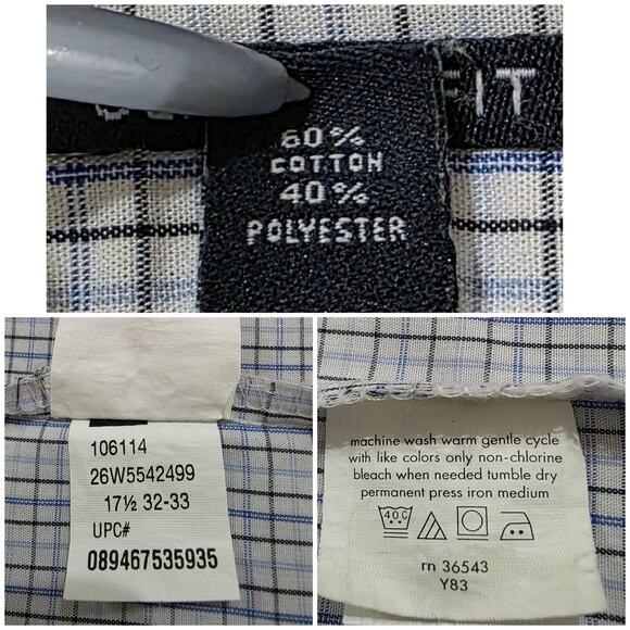 Arrow Mens Long-sleeve Button Down Dress Shirt, Light Blue Grid, 17.5, 32/33 - Picture 8 of 8